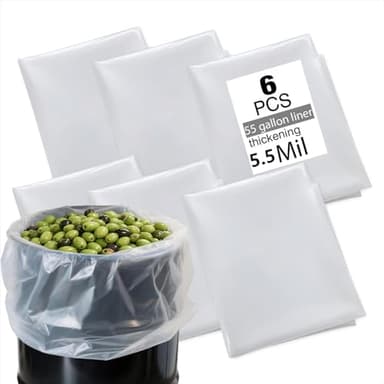 6 pack 55 gallon drum liners, clear heavy plastic drum liner, for Food storage, vegetable pickling