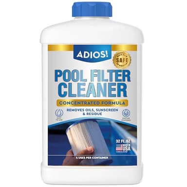 ADIOS! Pool Filter Cleaner, Deep Cleaning Soak Solution for Cartridge, Sand and DE Filters – Degreases and Restores Media (32oz)