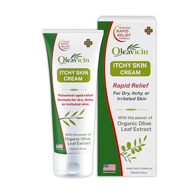 Oleavicin Organic Extra Strength Anti-Itch Cream for Dry, Itchy Skin Relief Natural Fungal & Rash Treatment with Olive Leaf Extract Fast-Acting, Long-Lasting Relief