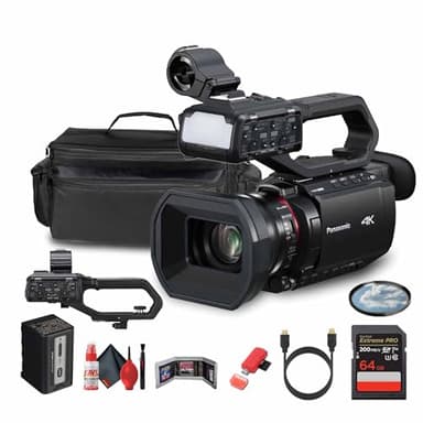 Panasonic HC-X2100 UHD 4K 3G-SDI/HDMI Pro Lightweight Camcorder with 24x Zoom (HC-X2100) + Case + 64GB Memory Card + Cleaning Kit + HDMI Cable + 62mm UV Filter + Card Wallet + Card Reader