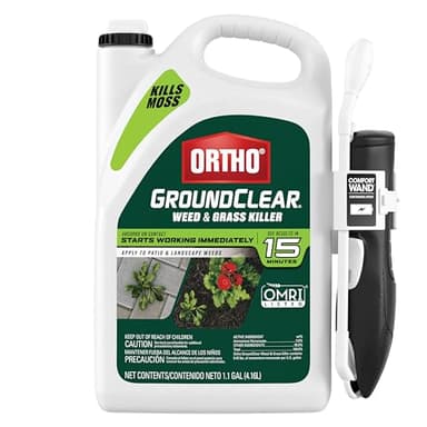 Ortho GroundClear Weed and Grass Killer with Comfort Wand, Kills Dandelions, Chickweed, Crabgrass, Moss and More in Patios and Landscapes, OMRI Listed, 1.1 gal.