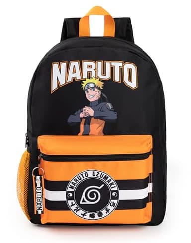 Vanilla Underground Naruto Shippuden Boys Backpack | Black & Orange Rucksack with Adjustable Straps | Uzumaki Hokagi Sports School Bag For Kids