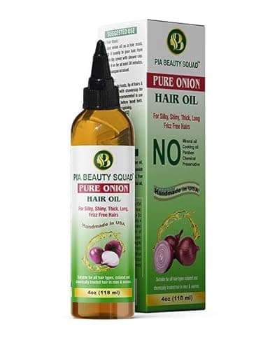 Handmade Natural Onion Hair Oil - 4 oz | Herbal Blend for Regrowth & Fall Control | Essential Oils, Ayurvedic Therapy | Enriched with Ginger, Garlic, Turmeric | Dry Scalp Relief, conditioning serum