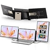 Laptop Screen Extender 2.5K Monitor - 16" Triple Portable Monitor 100% sRGB QHD 2560x1600P IPS 235° Rotation Detachable Screen Design Extra Compatible with Mac Wins Dex Chrome Fits 13"-17" Laptops