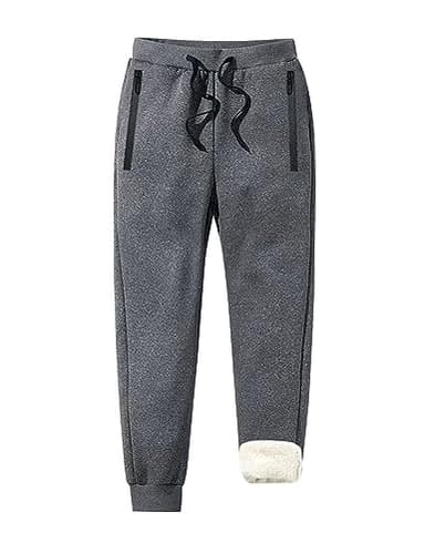 ZGZZ7 Men's Winter Warm Fleece Pants Sherpa Lined Sweatpants Active Thermal Running Joggers Pants (2#Grey,L)