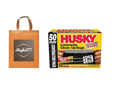 42-Gallon Contractor Clean-Up Trash Bags (50 Count) Plus Free MagikoSFI Custom Shopping Tote Bag