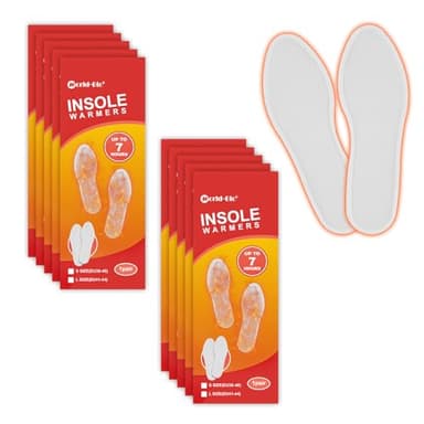 WORLD-BIO Insole Foot Warmers - Long Lasting Safe Natural Odorless Air Activated Warmers - Up to 8 Plus Hour of Heat - 10 Pairs Value Pack