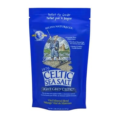 Celtic Sea Salt, Light Grey Mineral Sea Salt, 8 oz Resealable Bag Unrefined, Hand-Harvested, Vital Minerals, Family Founded Since 1976