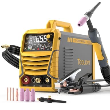 TOOLIOM TIG Welder with Pulse Multifunctional TIG Welding Machine DC TIG/Spot TIG/Pulse TIG/Stick 110&220V Dual Voltage with Large Digital Display