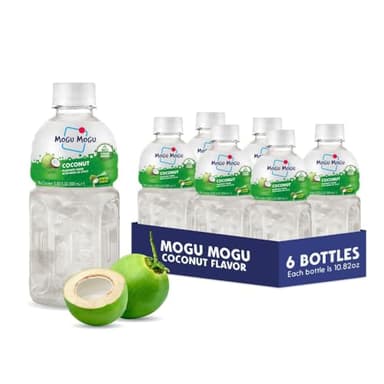 Mogu Mogu Coconut Juice Drink with Nata de Coco – Refreshing Coconut Beverage with Chewy Jelly, 10.8oz Bottles (Pack of 6) – Lightly Sweet, Tropical & Hydrating