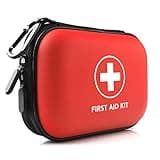 Mini First Aid Kit, 100 Pieces Water-Resistant Hard Shell Small Case - Perfect for Travel, Outdoor, Home, Office, Camping, Hiking, Car (Red)