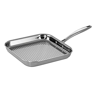 Tramontina Signature Tri-Ply Clad Stainless Steel 11-Inch Square Grill Pan, Induction-Ready, Dishwasher-Safe, NSF-Certified, Made in Brazil
