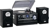 JENSEN JTA-475B 3-Speed Stereo Turntable with CD System, Cassette, and AM/FM Stereo Radio