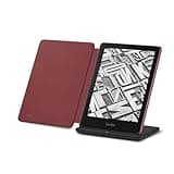 Kindle Paperwhite Signature Edition Essentials Bundle including All-new Kindle Paperwhite Signature Edition (32GB) - Black, Premium Leather Cover - Ruby, and Wireless Charging Dock