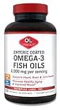Olympian Labs Enteric Coated Omega 3 Fish Oils, 2000 mg per serving/ 60 servings, 120 Softgels