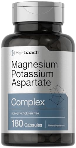 Horbäach Magnesium Potassium Aspartate Complex | 180 Capsules | Non-GMO and Gluten Free Formula
