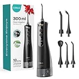 COSLUS Cordless Water Flosser & Dental Pick for Teeth, Braces, Gums Care - Advanced 10 Pressure Settings for Multiple Users, Rechargeable, Portable for Travel, BPA-Free, Black, E40(WFP14)