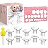Nursi Luna Flange Sizing Kit 3 in 1 Ultimate with 10PCS Flange Inserts 13/15/17/19/21mm, Nipple Ruler, Cleaning Brush, Silicone Flange Insert Kit for 24mm Most Pumps, Pumping Breastfeeding Essentials