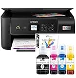 Pinckney Cartridge-Free Super-Tank Printer with Sublimation Ink Bundle for Heat Transfers, Easy Fill, Built-in Scanner & Copier (Black)