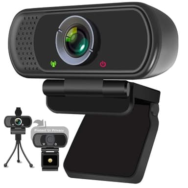 XPCAM Full HD 1080P Webcam with Microphone and Tripod, Pro Streaming Computer Camera with Privacy Cover, Widescreen USB Web Camera for Desktop PC Laptop Mac