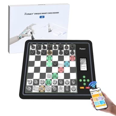 AI Adaptive Electronic Chess Set Game and App with Computer Chess Board, Smart Chess Board, Chess Set Board Game, Electronic Chess Game, LEDs, Built-in Battery, Great Partner for Play and Practice