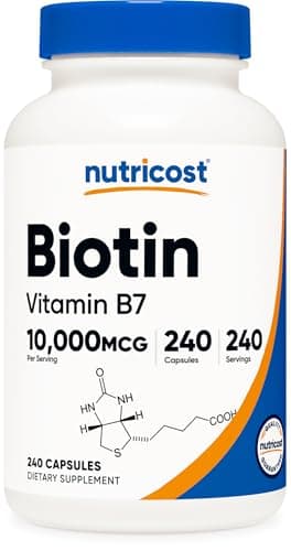 Nutricost Biotin (Vitamin B7) 10,000mcg (10mg) Vitamin Supplement, 240 Capsules - Vegetarian, Gluten Free, Quick Release, Non-GMO
