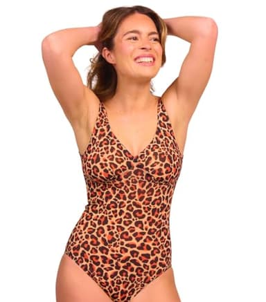 Kiniki Women's Tan Through Support Top Swimsuit Swimwear - Cheetah
