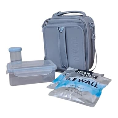 Titan by Arctic Zone Expandable Lunch Box – Insulated, Crush-Resistant Cooler with 2 Ice Walls & Leak-Proof Lining – Meal Prep Bag with Strap & Container for Work & Travel | Black (Pale Frost)