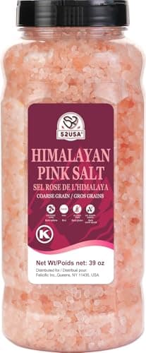 52USA Himalayan Pink Salt, Coarse Grain, 39 oz (2.4 LB), Pink Himalayan Sea Salt, Kosher Salt, Sea Salt for Grinder Refill, Himalayan Salt