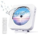 MICOCIOUS Bluetooth Portable Home CD Music Player with Remote Control, Timer, Built-in Speakers and LED Display - FM Radio Boombox (White)