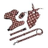 Adjustable Dog Harness, Leash, Poop Bag Holder/Dispenser and Bandana Set, No Pull, Soft Mesh Padded, for Small/Medium Dogs Outdoor Walking/Running (Medium, Chewy Pawtton)