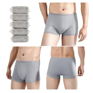 5 Packs Mens Disposable 100% Cotton Underwear Boxers Portable Shorts for Travel Fitness Swimming Hotel Spa Hospital Stays （Grey-5pcs,S)