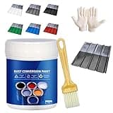 Weatherproof Rust Converter Paint for Metal, Rust Conversion Paint, 4-in-1 RUst Conversion paint for Metal, Water‑Based Industrial Anti‑rust painting with Tool(Grey-17.6 Oz)