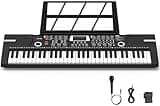 61 keys keyboard piano, Electronic Digital Piano with Built-In Speaker Microphone, Sheet Stand and Power Supply, Portable piano Keyboard Gift Teaching for Beginners