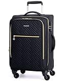BAGSMART Carry On Luggage 20 Inch,Softside Expandable Suitcase with Spinner Wheels, Luggage 22x14x9 Airline Approved Rolling Lightweight Suitcases for Women Men, Compact Carry-On (Black)
