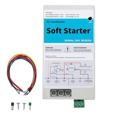 08-16A Air Conditioner Soft Start Kit for Home Use – Fits 1.75-3.5 Ton AC Units, Reduces Startup Current by 70%, Includes Reverse Motor Protection, Ideal for Home/RV/Generator, Easy DIY Installation