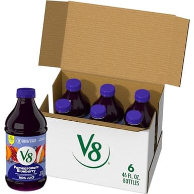 V8 Pomegranate Blueberry 100% Fruit and Vegetable Juice, 46 fl oz Bottle (6 Pack)