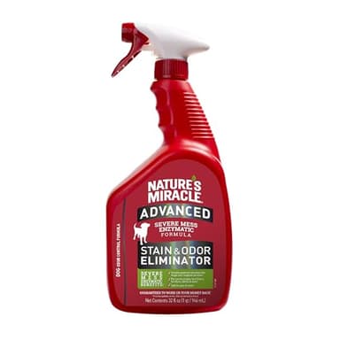 Nature’s Miracle Advanced Stain and Odor Eliminator Dog Spray, Fresh Scent, Severe Mess Enzymatic Formula for Tough Pet Messes, 32 Ounces,red