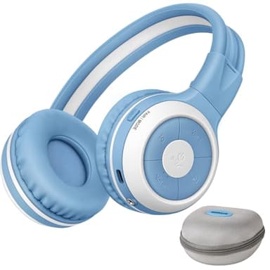 SIMOLIO Kids Wireless Audio Sharing Headphones with AuraCast - Connect Muiltiple Headsets to Any Single Bluetooth Device for Group Listening, Built-in Mic, Foldable for School, Family & Travel