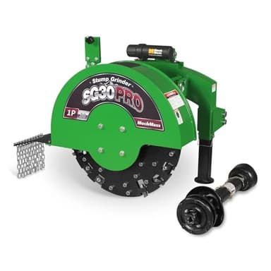 MechMaxx 3-Point PTO Stump Grinder, 30 in Flywheel, 40-100HP, with 44 Carbide Teeth (PTO Shaft Included with Slip Clutch), Model SG30PRO,Green