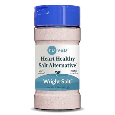 ruved Wright Salt - Fine Himalayan Pink Salt, Low Sodium Electrolyte and Mineral Blend for Heart Health with Iodine, Alternative for Cooking, Finely Ground, Healthy - 8.4 Ounces