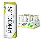 PHOCUS Caffeinated Sparkling Water, Lemon Lime, 75mg Natural Caffeine Plus L-Theanine, Zero Sugar, Zero Calories, No Artificial Sweeteners, 11.5 fl oz Cans (Pack of 12)