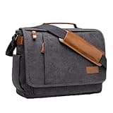 ESTARER 13-14 Inch Laptop Messenger Bag Water-Resistant Canvas Shoulder Bag for Business College, Grey