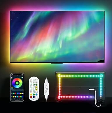 Daymeet LED Lights for TV, 9.8FT RGB TV LED Backlight for 32-43 inch TVs, USB Strip Lights Behind TV, Color Changing Sync with Music, Bluetooth App Controlled Led Lights for Bedroom Gaming Home Decor