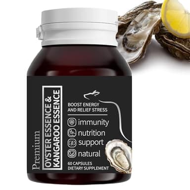 Oyster Extract for Men & Oyster Essence Kangaroo Essence, Organic Pure Oysters Extract Peptides Capsules for Men & Women, Supports Energy & Immune Boost, Zinc, 60 Capsules