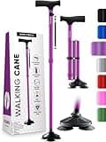HONEYBULL Walking Cane for Men & Women - Foldable, Adjustable, Collapsible, Free Standing Cane, Pivot Tip, Heavy Duty | Walking Sticks, Folding Canes for Seniors & Adults [Purple]