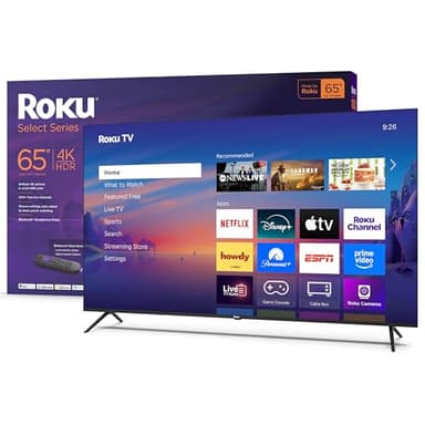 Roku Smart TV – 65-Inch Select Series, 4K HDR TV – RokuTV with Enhanced Voice Remote – Flat Screen LED Television with Wi-Fi for Streaming Live Local News, Sports, Family Entertainment