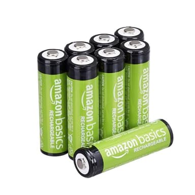 Amazon Basics 8-Pack Rechargeable AA NiMH Batteries, 2000 mAh, 1.2V, Low Self Discharge, Long-Lasting, Pre-Charged, Recharge up to 1000x Times