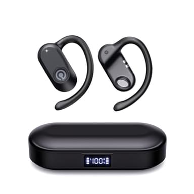 CXK Open Ear Earbuds Bluetooth 5.4 Bone Conduction Headphones, 60Hrs Stereo Sound, 0.27oz Lightweight Design, Soft Ear Hook, IPX6 Waterproof Wireless Earbuds with Mic for Running, Cycling, Black
