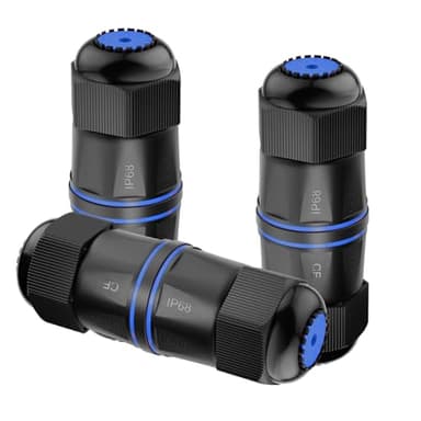 VCELINK Waterproof RJ45 Coupler IP68 Short Profile, Cat6/Cat5E/Cat5 Waterproof Ethernet Connector Shielded, Outdoor Network LAN Cable Extender PoE 6-Pack, 3.23in (Blue-3 Pack)